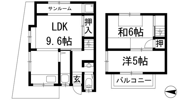 加茂1丁目テラスハウスの物件間取画像